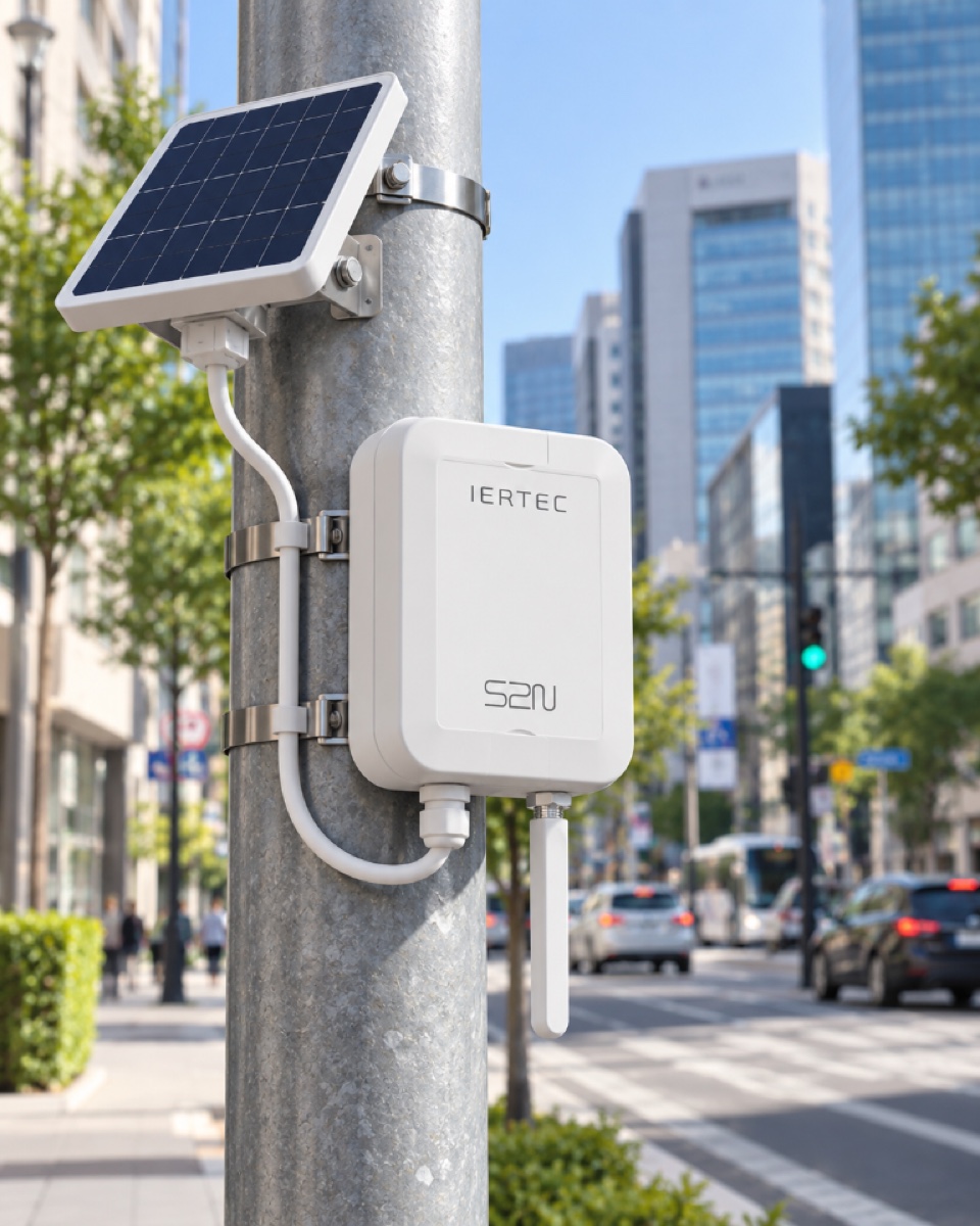 Sensor S2N instalado en una ciudad con alimentación solar